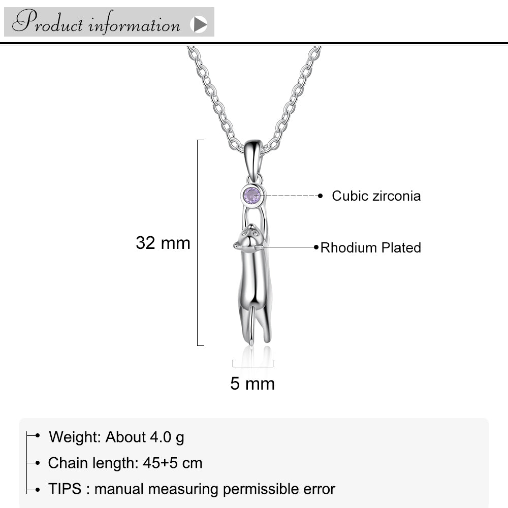 Birthstone Rhodium Plated Necklace - iYdr