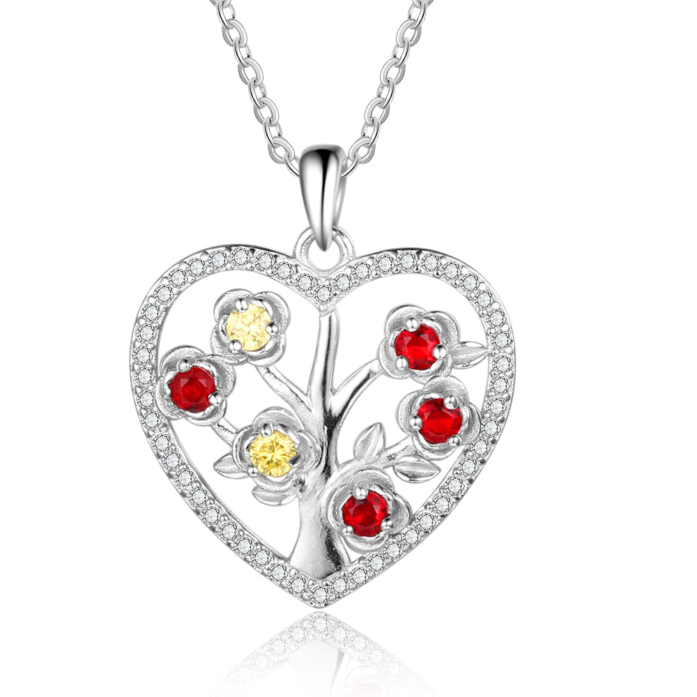 Birthstone Personalized Rhodium Plated Necklace - iYdr