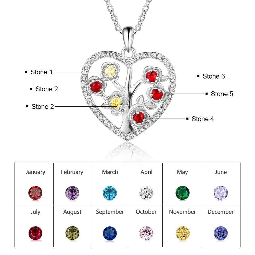 Birthstone Personalized Rhodium Plated Necklace - iYdr