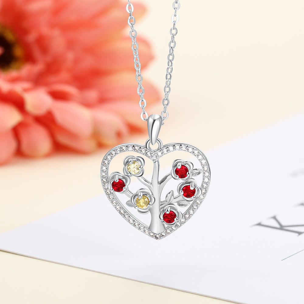 Birthstone Personalized Rhodium Plated Necklace - iYdr