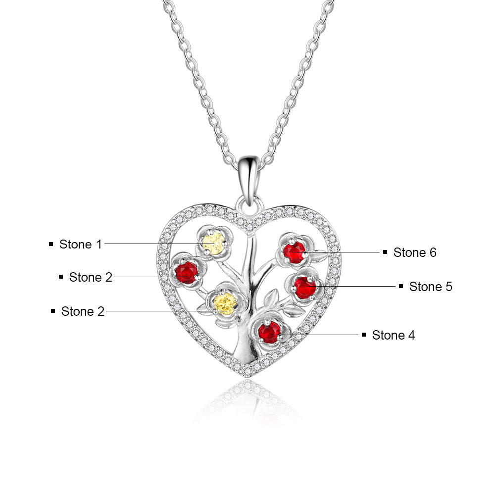 Birthstone Personalized Rhodium Plated Necklace - iYdr