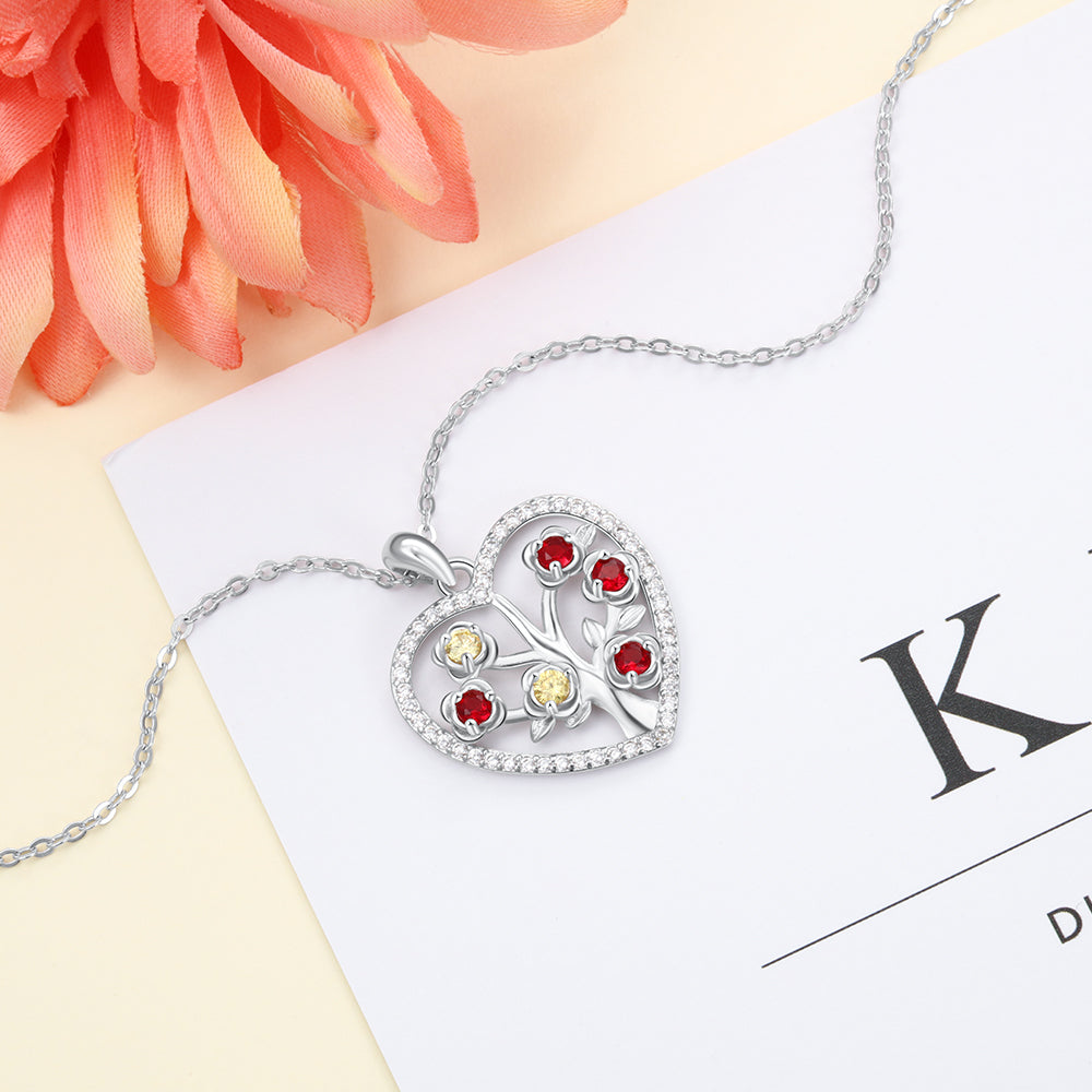 Birthstone Personalized Rhodium Plated Necklace - iYdr