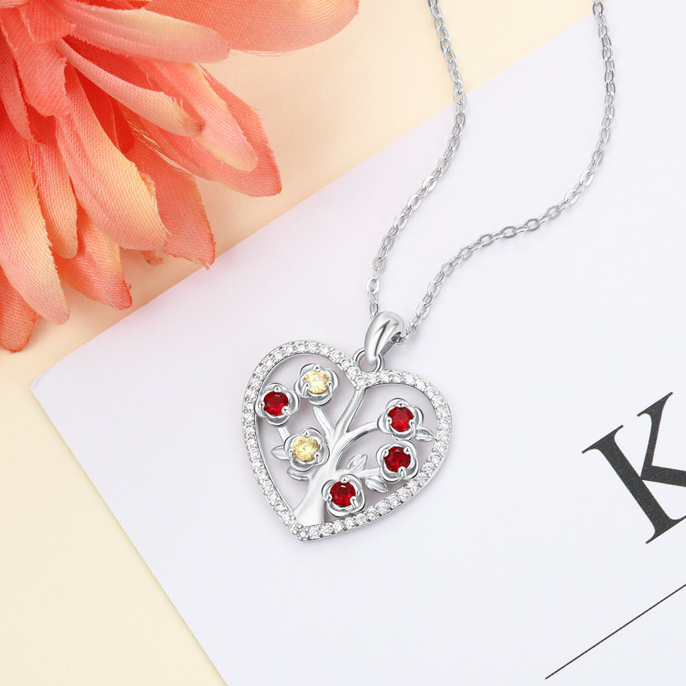 Birthstone Personalized Rhodium Plated Necklace - iYdr