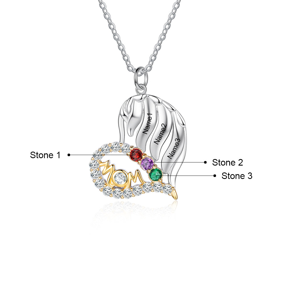 Birthstone & Engraved S925silver Necklace - iYdr