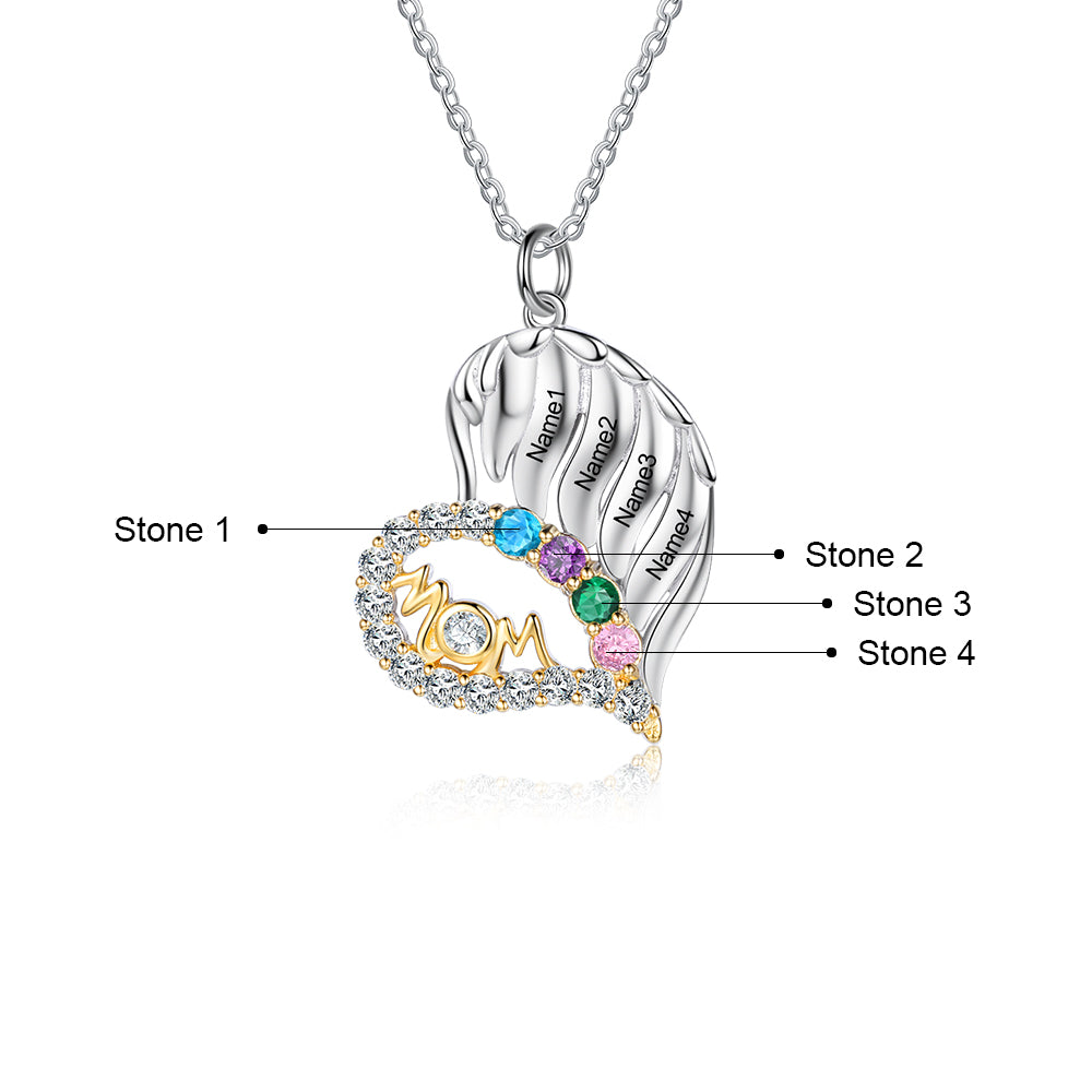 Birthstone & Engraved S925silver Necklace - iYdr
