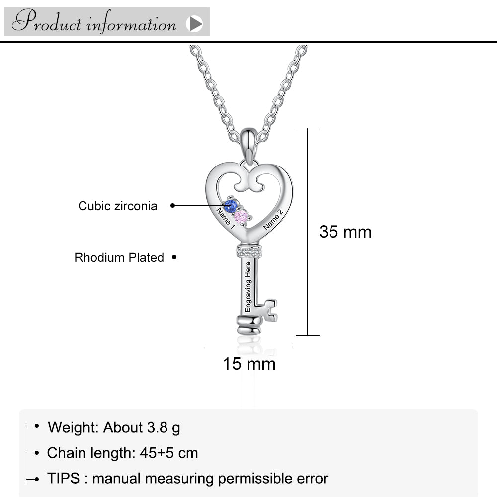 Custom Heart Shaped Key Necklace - iYdr