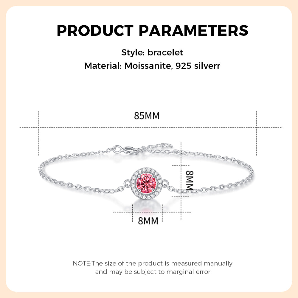 925 Sterling Silver Pink Moissanite Bracelet