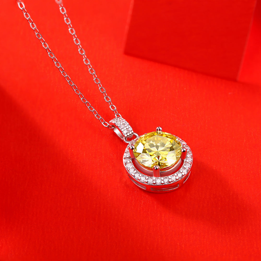 925 Silver Yellow Moissanite Necklace