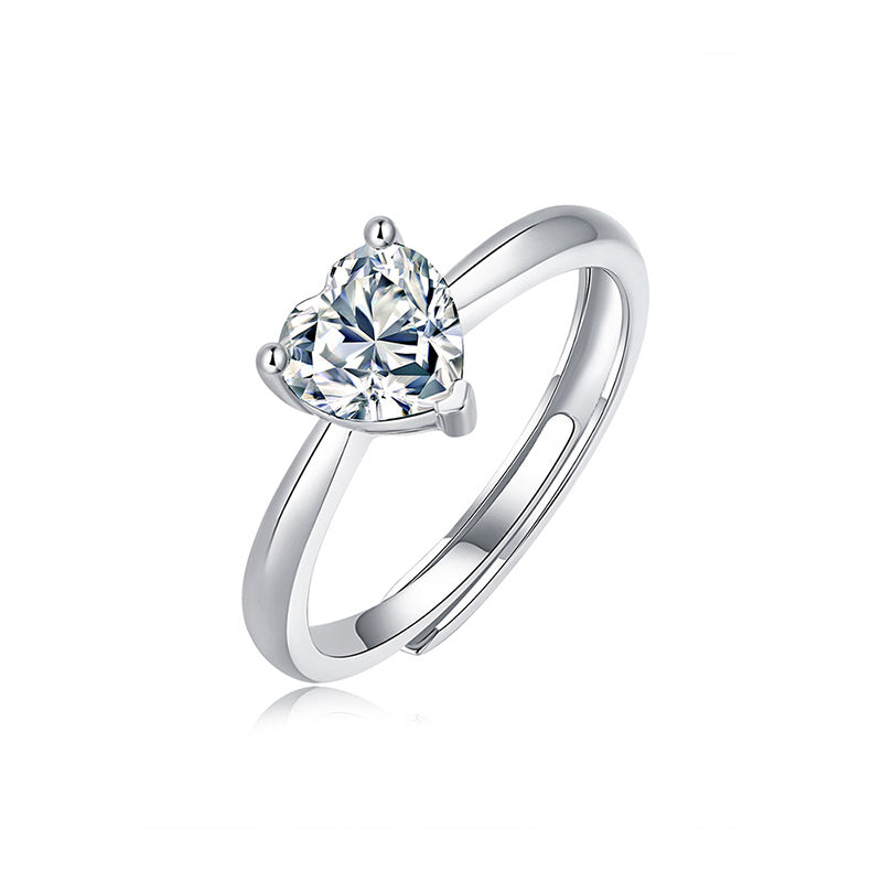 925 Silver Heart Moissanite Ring - iYdr