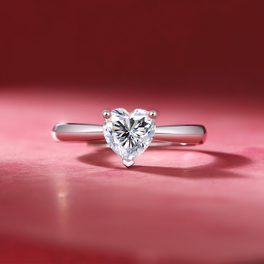 925 Silver Heart Moissanite Ring - iYdr