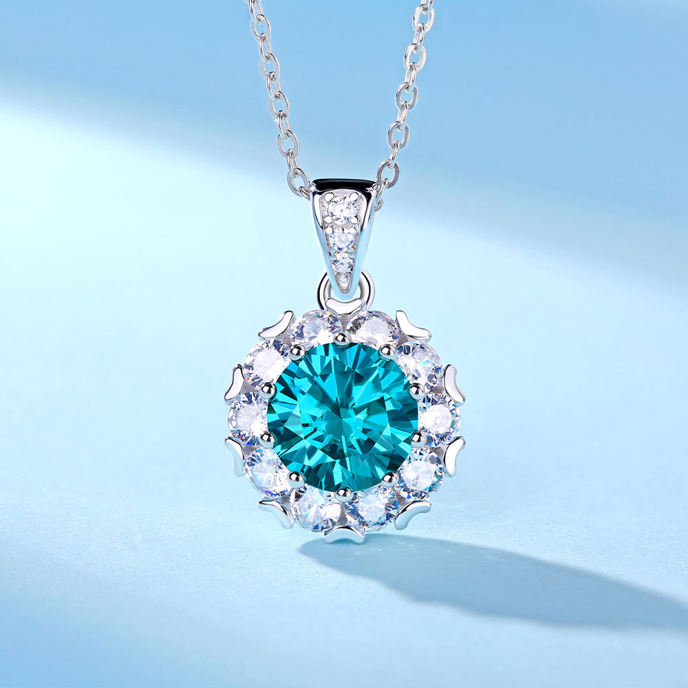 925 Silver Blue Moissanite Necklace - iYdr