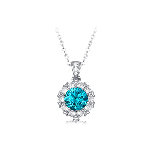 925 Silver Blue Moissanite Necklace - iYdr