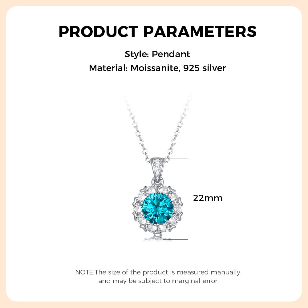 925 Silver Blue Moissanite Necklace - iYdr