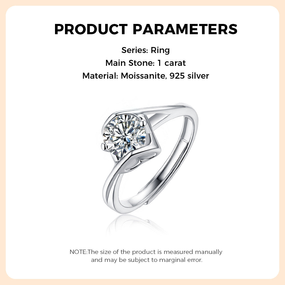925 Sterling Silver Moissanite Ring - iYdr
