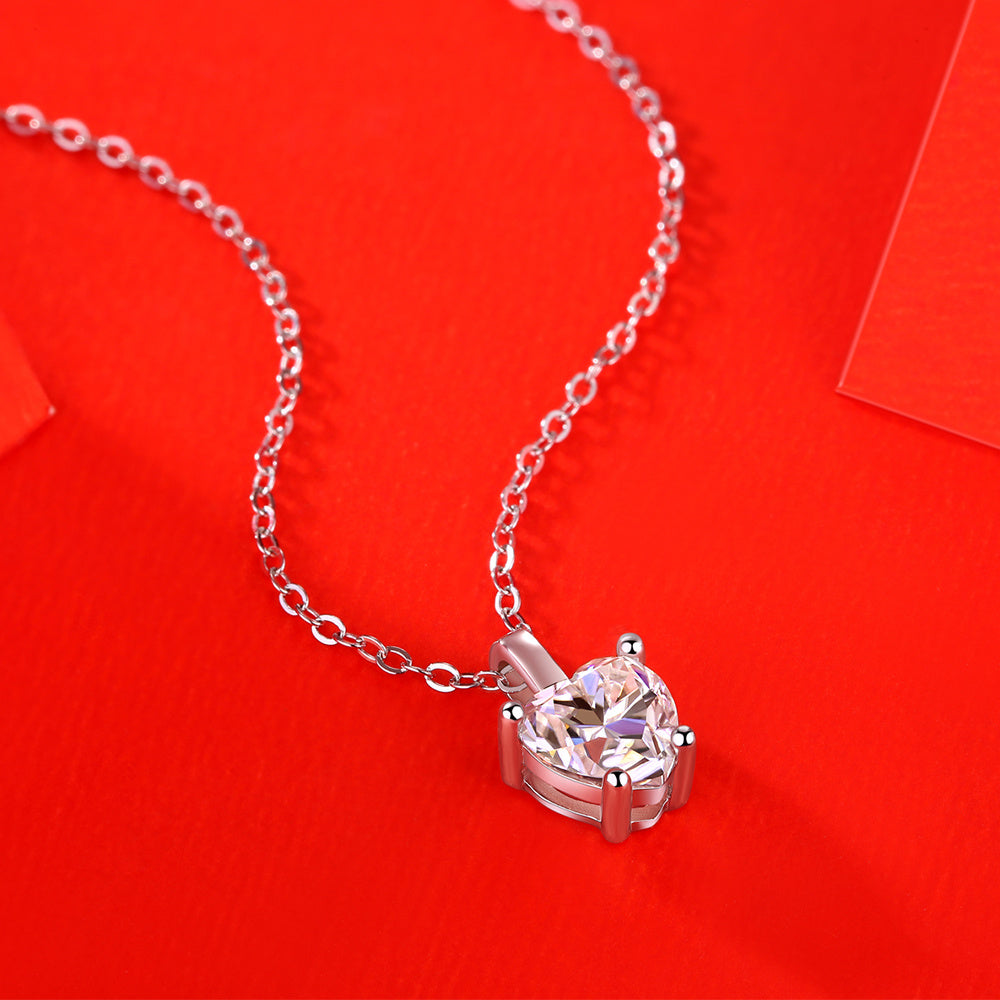 925 Sterling Silver Heart Moissanite Necklace