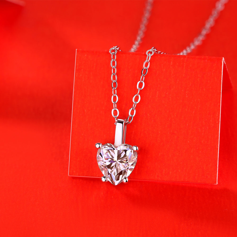 925 Sterling Silver Heart Moissanite Necklace