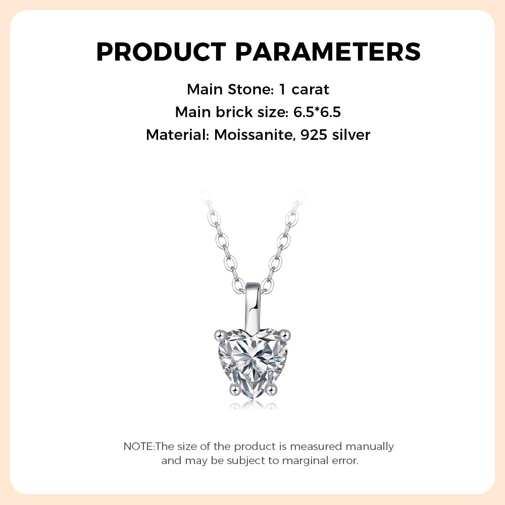 925 Sterling Silver Heart Moissanite Necklace