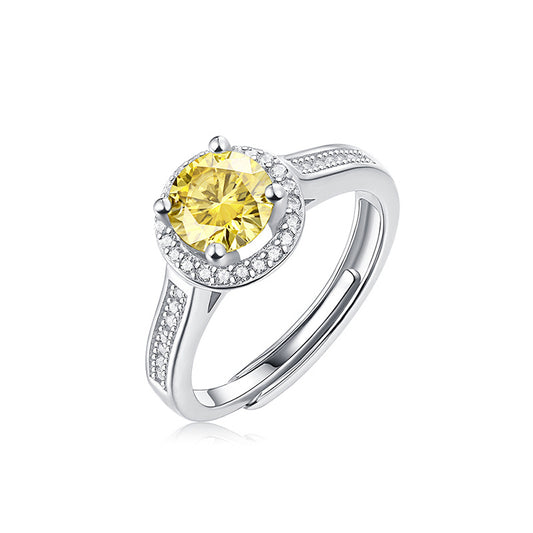 925 Sterling Silver Yellow Moissanite Ring - iYdr