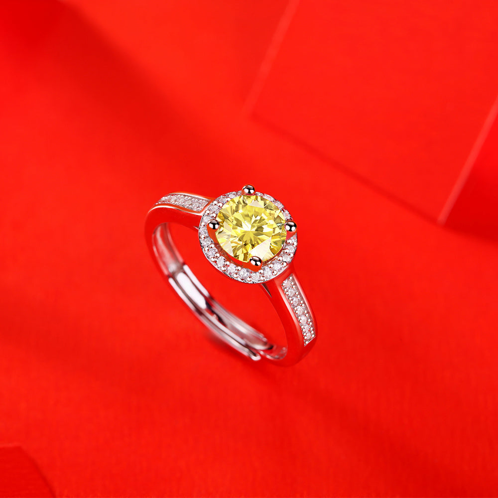 925 Sterling Silver Yellow Moissanite Ring - iYdr