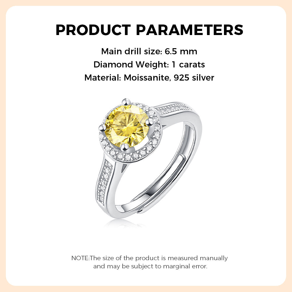 925 Sterling Silver Yellow Moissanite Ring - iYdr