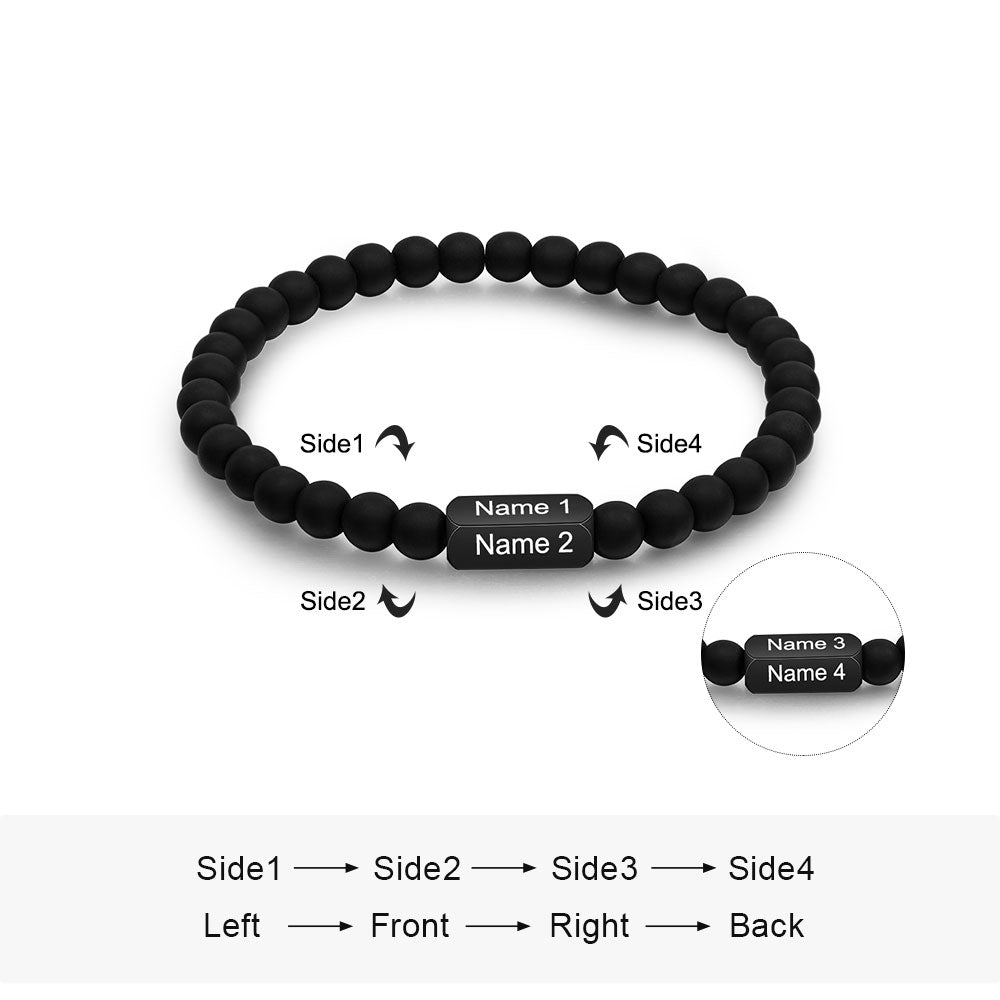 Custom Name Black Bead Bracelet