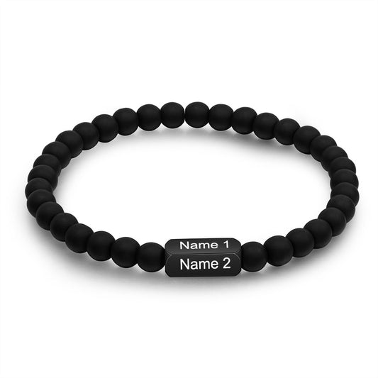 Custom Name Black Bead Bracelet