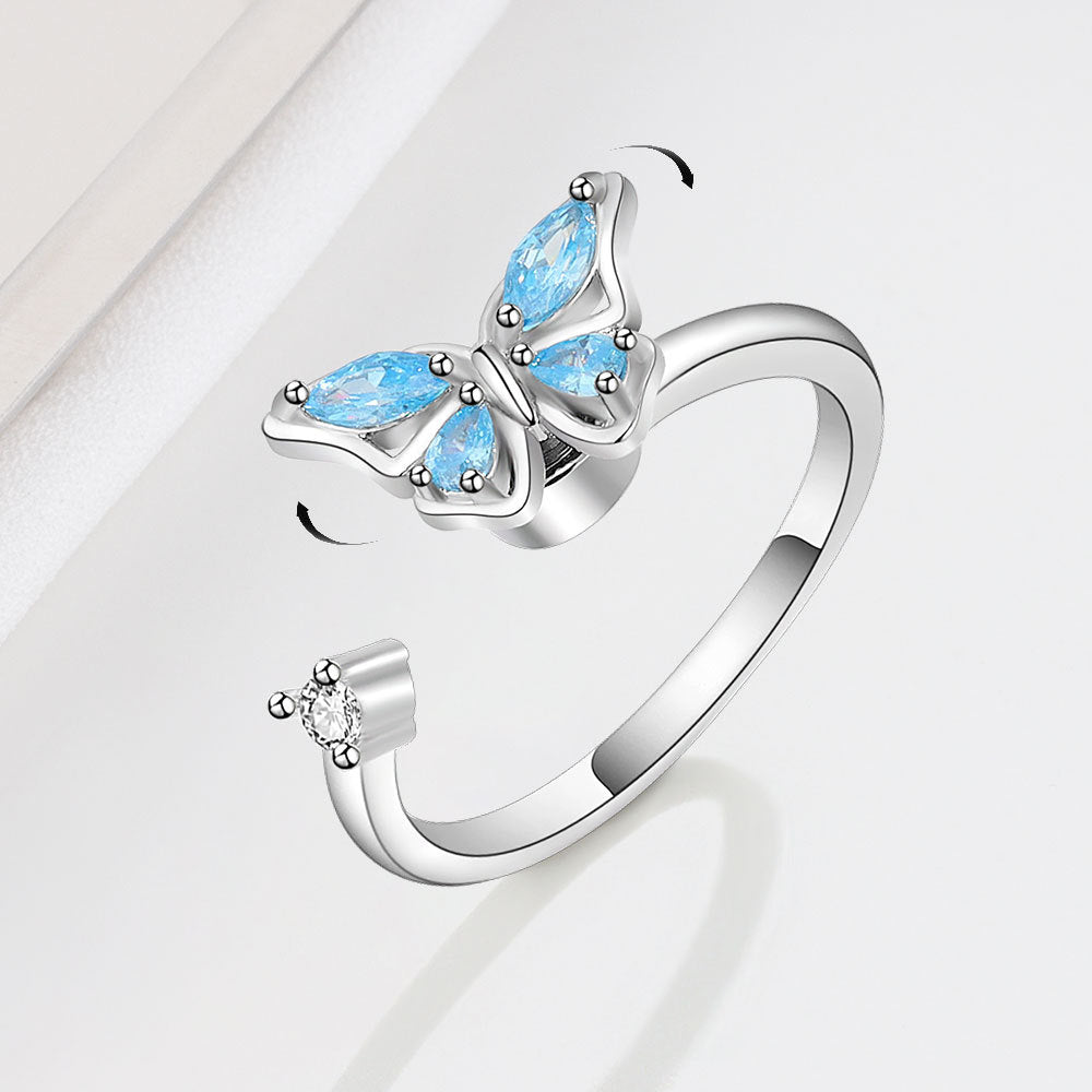 925 Sterling Silver Butterfly Adjustable Ring