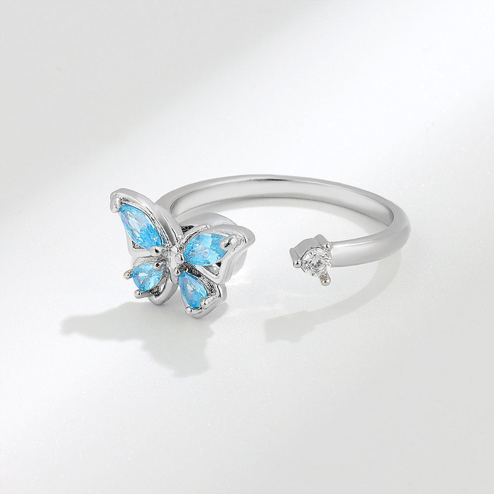 925 Sterling Silver Butterfly Adjustable Ring