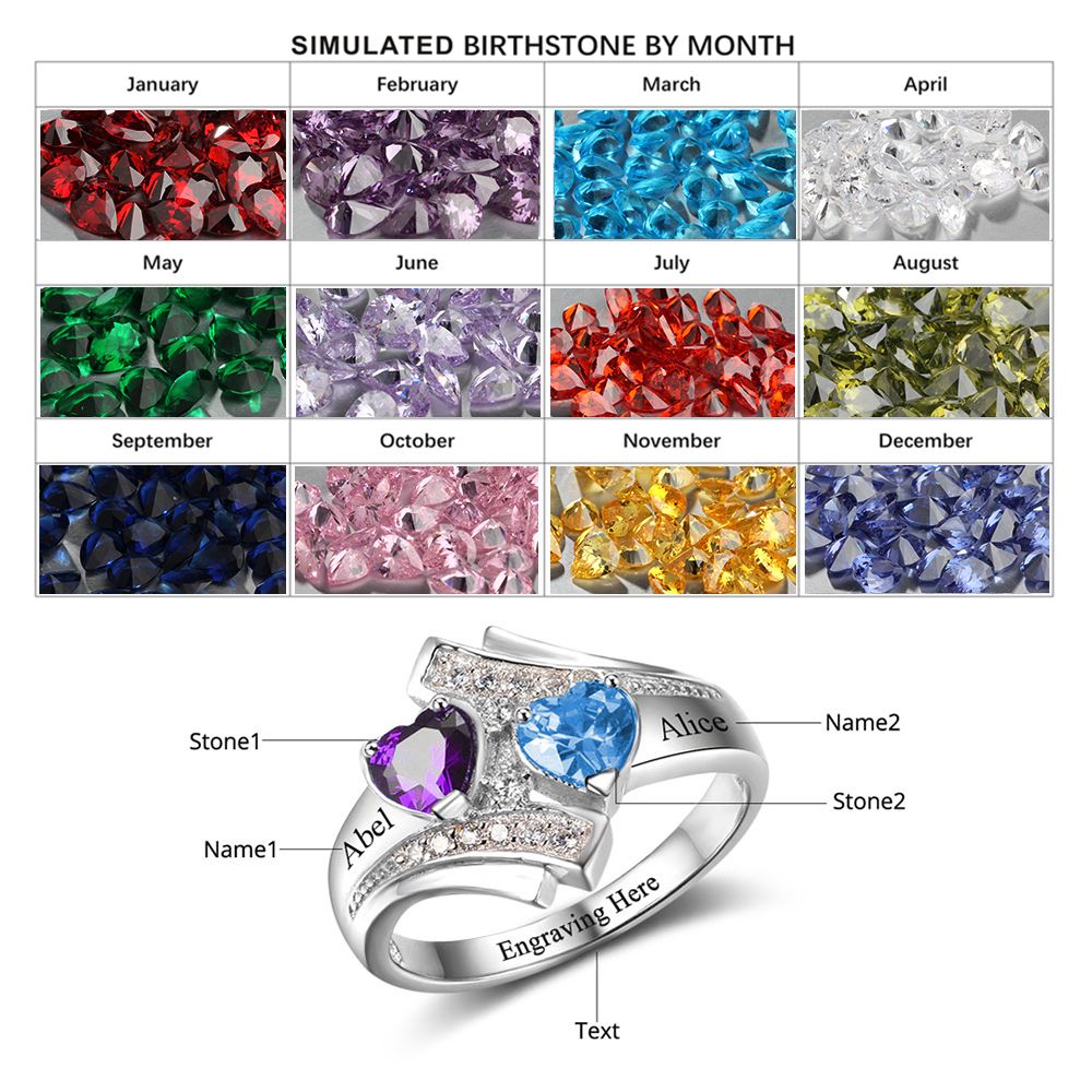 Birthstone & Engraved Sterling Silver Ring