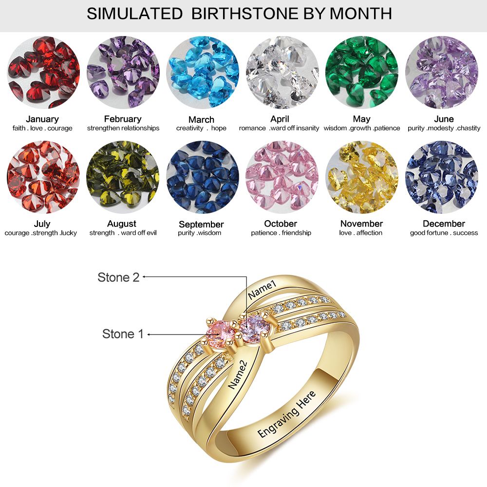 S925 Birthstone Wedding Rings