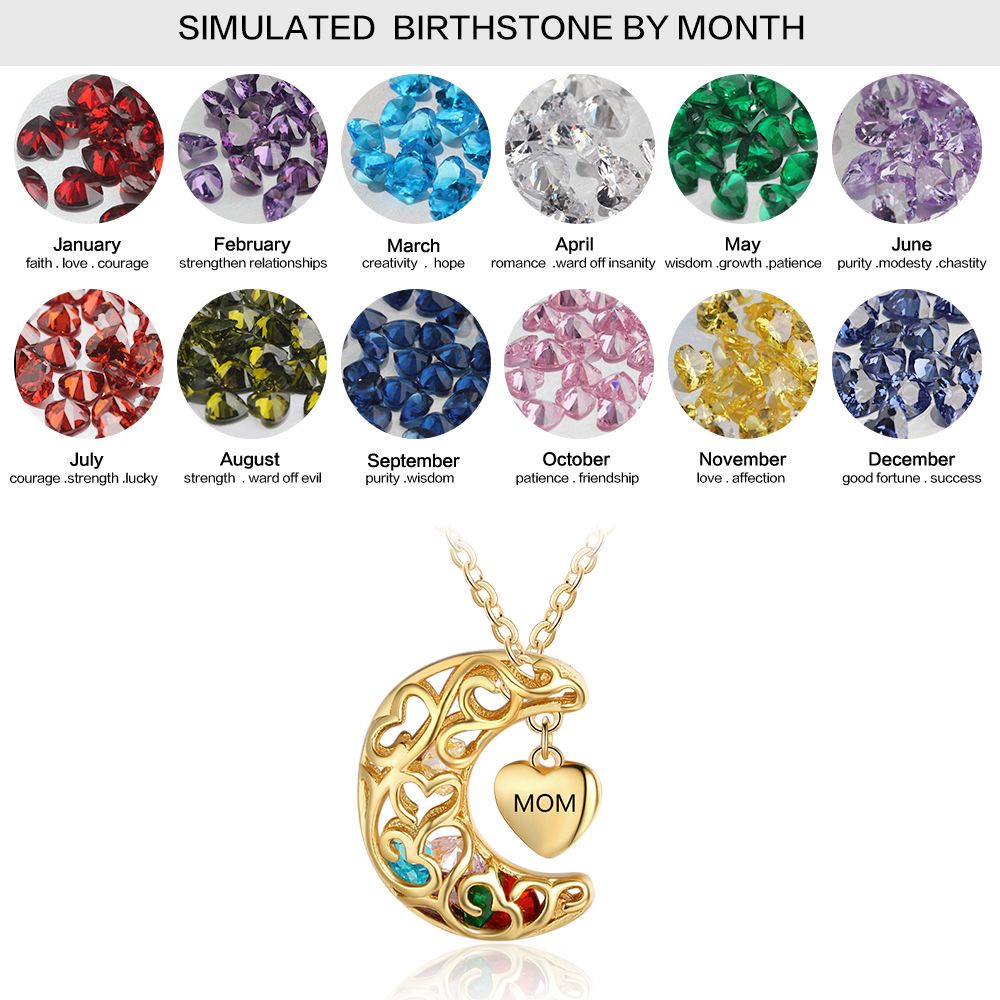 925 Sterling Silver Birthstones Cage Necklace with Mom Pendant