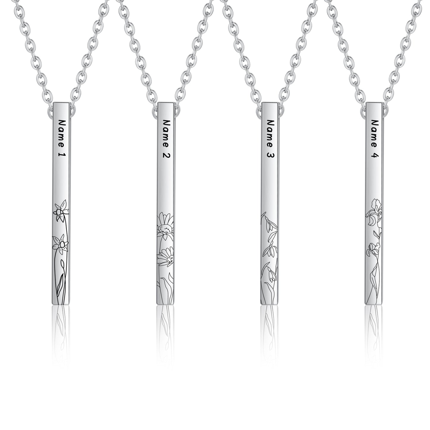 Personalized Sainless Steal Vertical Bar Necklace