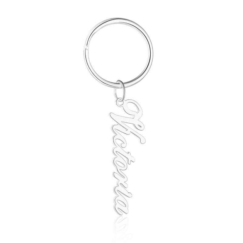 Personalized Rhodium Plated Name Keychain