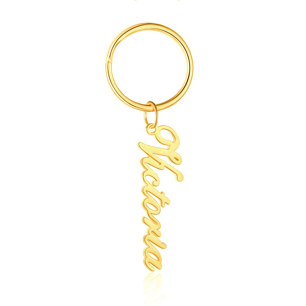 Personalized Rhodium Plated Name Keychain