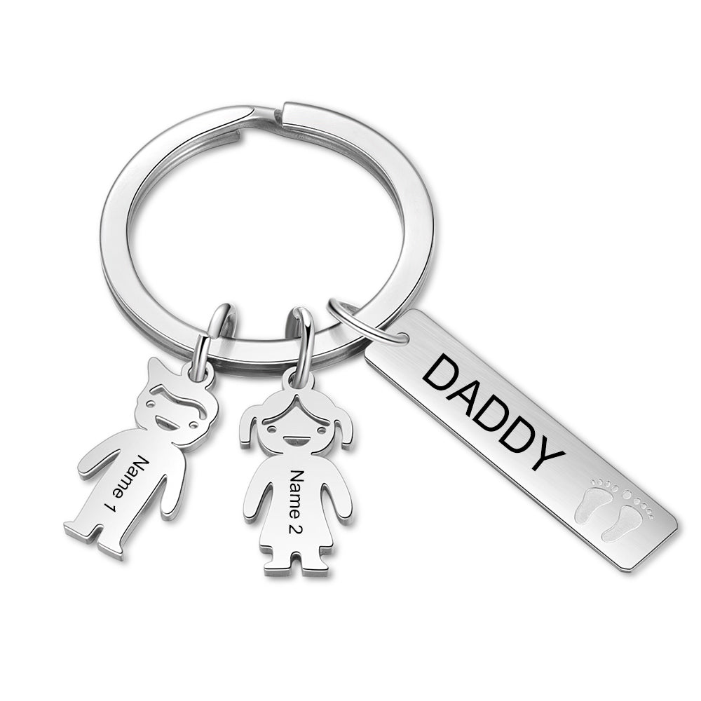 Stainless Steel Baby Little Boy Little Gril Keychain