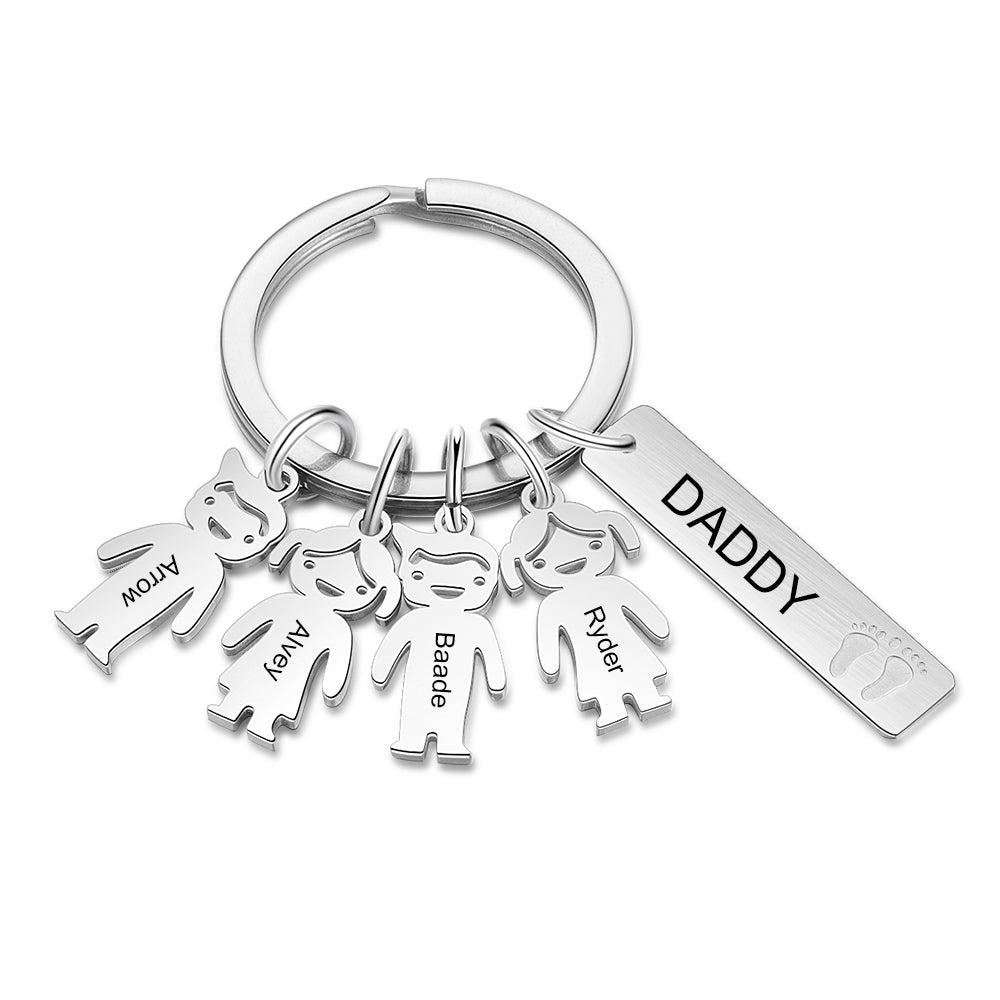 Stainless Steel Baby Little Boy Little Gril Keychain