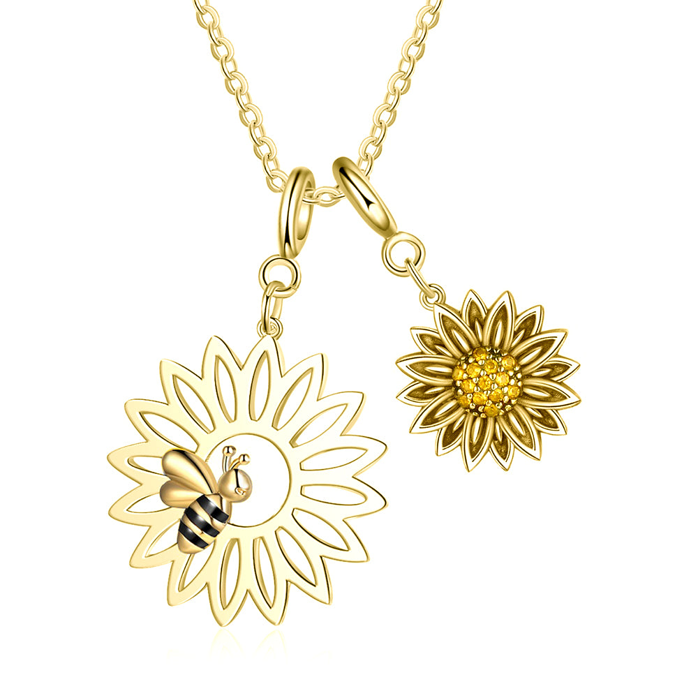 Sunflower and Bee Necklace