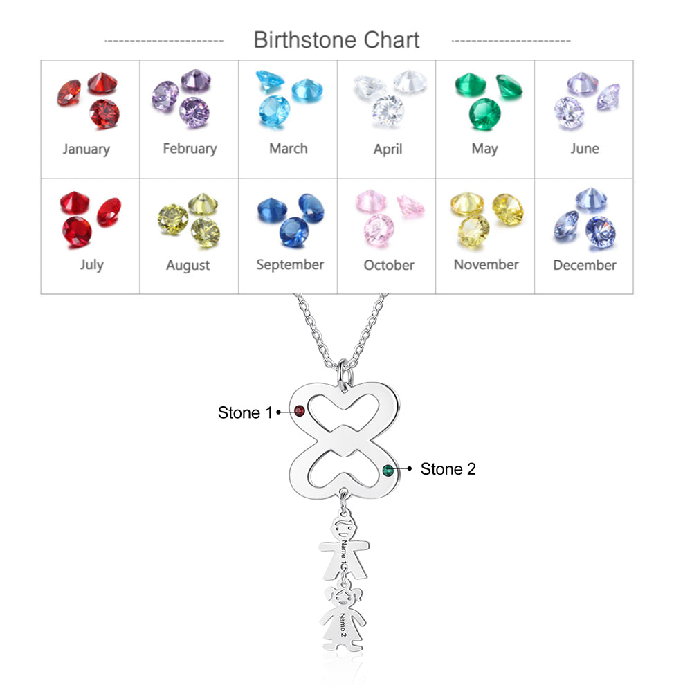 Birthstone & Engraved Stainless Steel Necklace