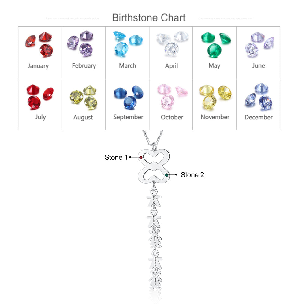 Birthstone & Engraved Stainless Steel Necklace