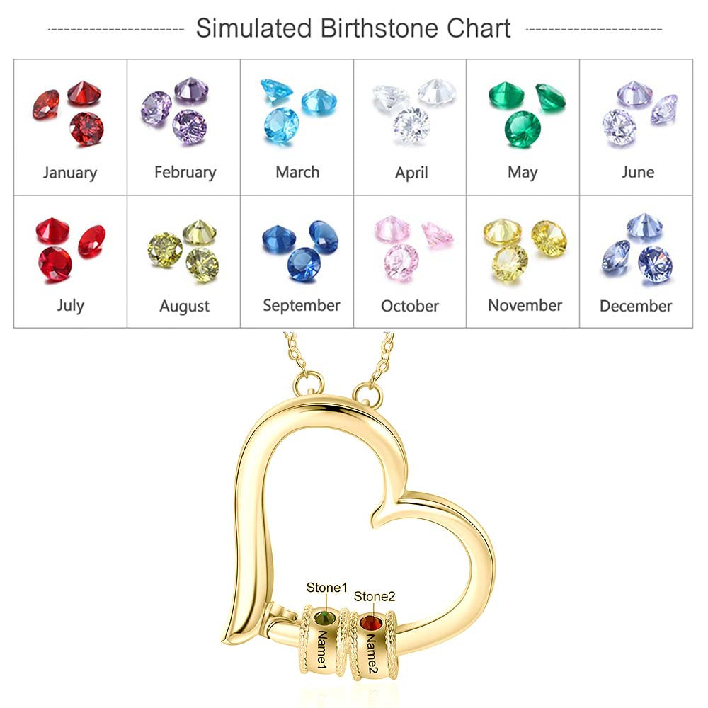 Birthstone & Engraved Rhodium plated Necklace