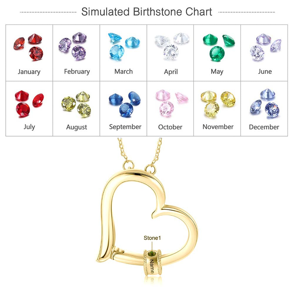 Birthstone & Engraved Rhodium plated Necklace