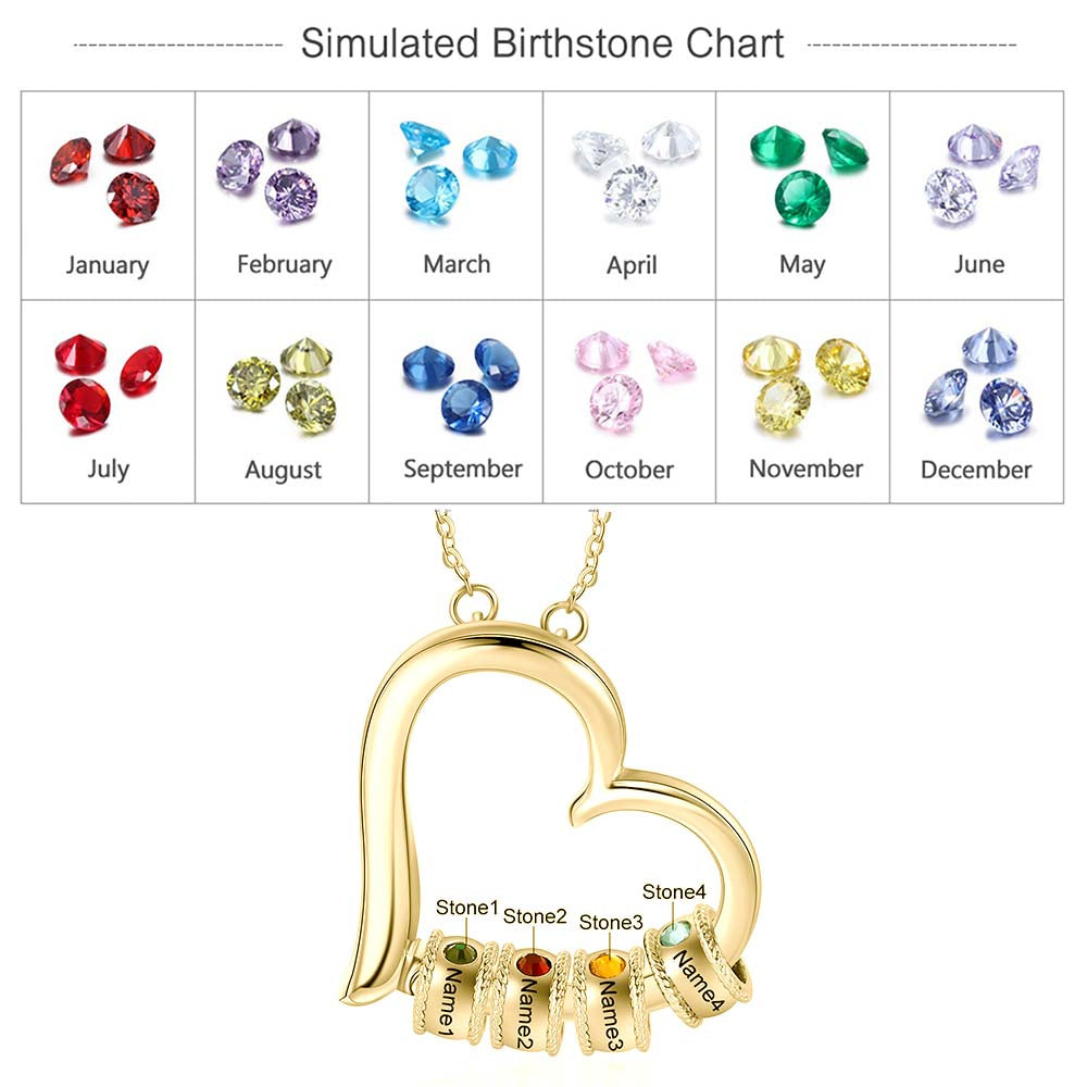 Birthstone & Engraved Rhodium plated Necklace