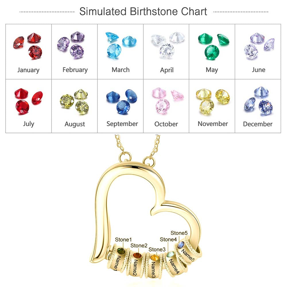 Birthstone & Engraved Rhodium plated Necklace