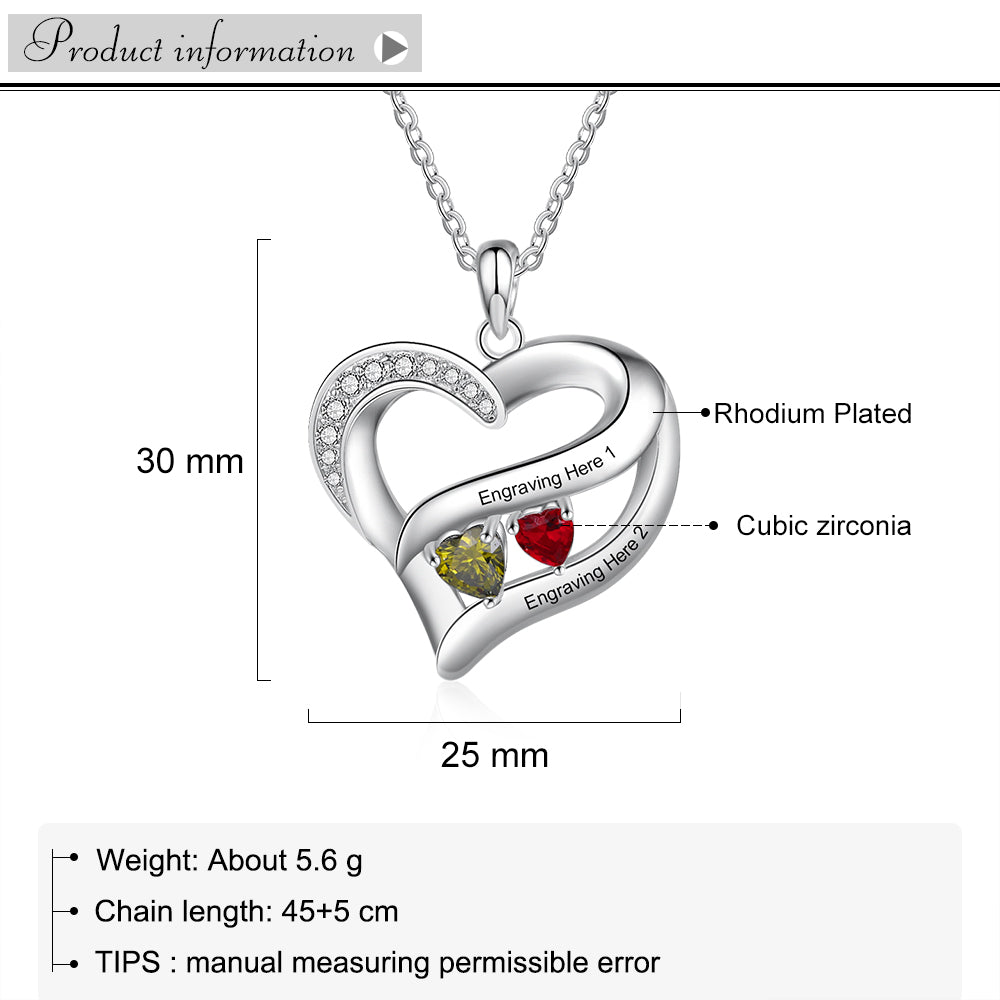 Rhodium Plated Heart Necklace-Copper - iYdr