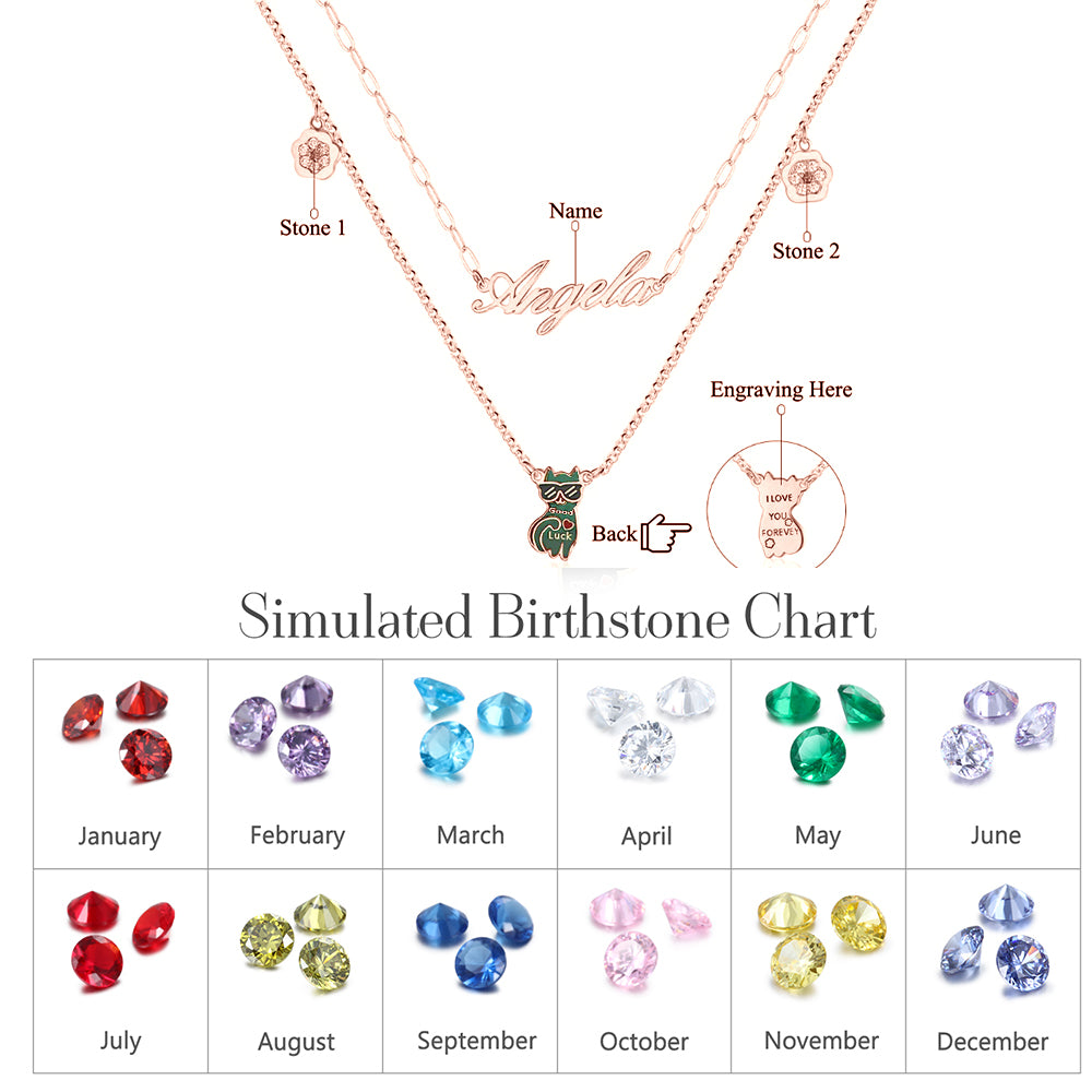 Rhodium Plated Cat Name Necklace - iYdr