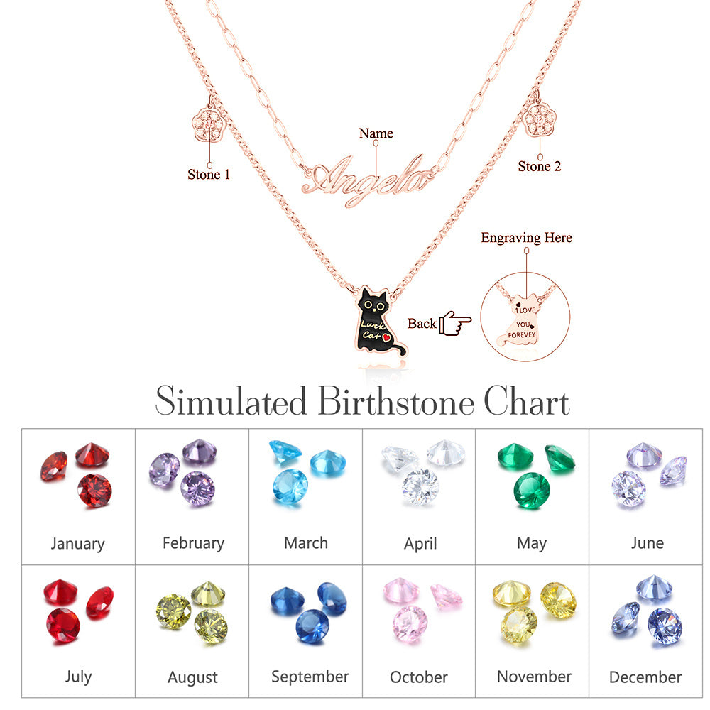 Rhodium Plated Cat Name Necklace - iYdr