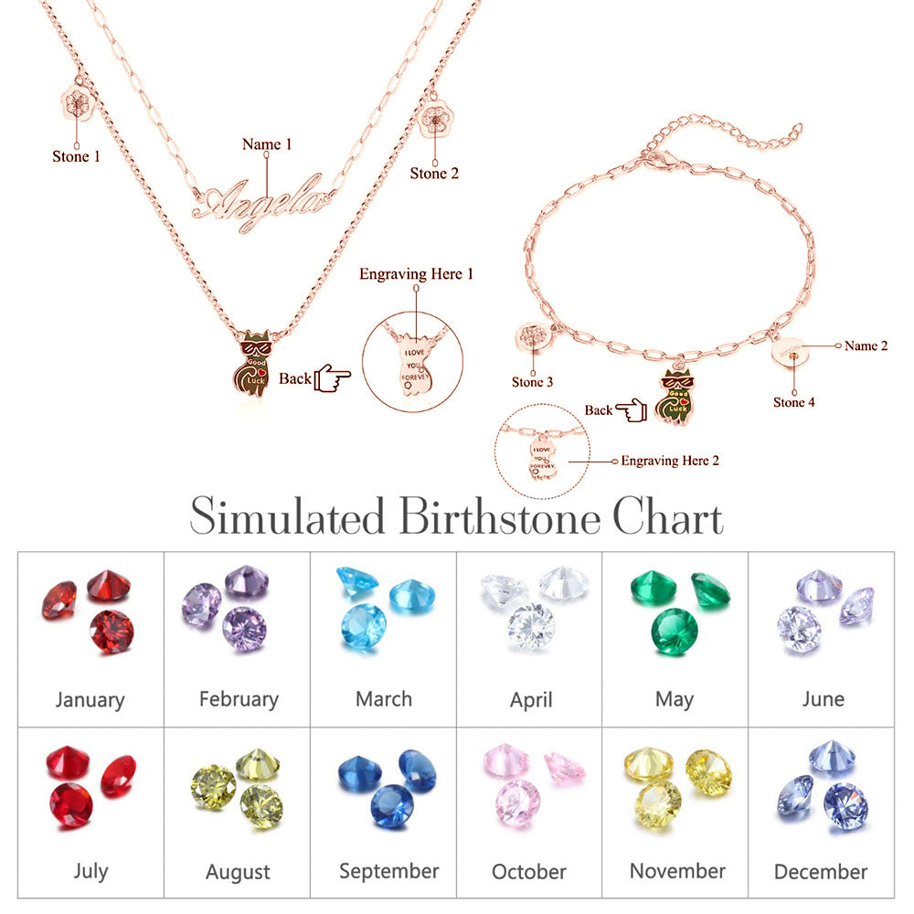 Rhodium Plated Personalized Cat Jewelry Set - iYdr