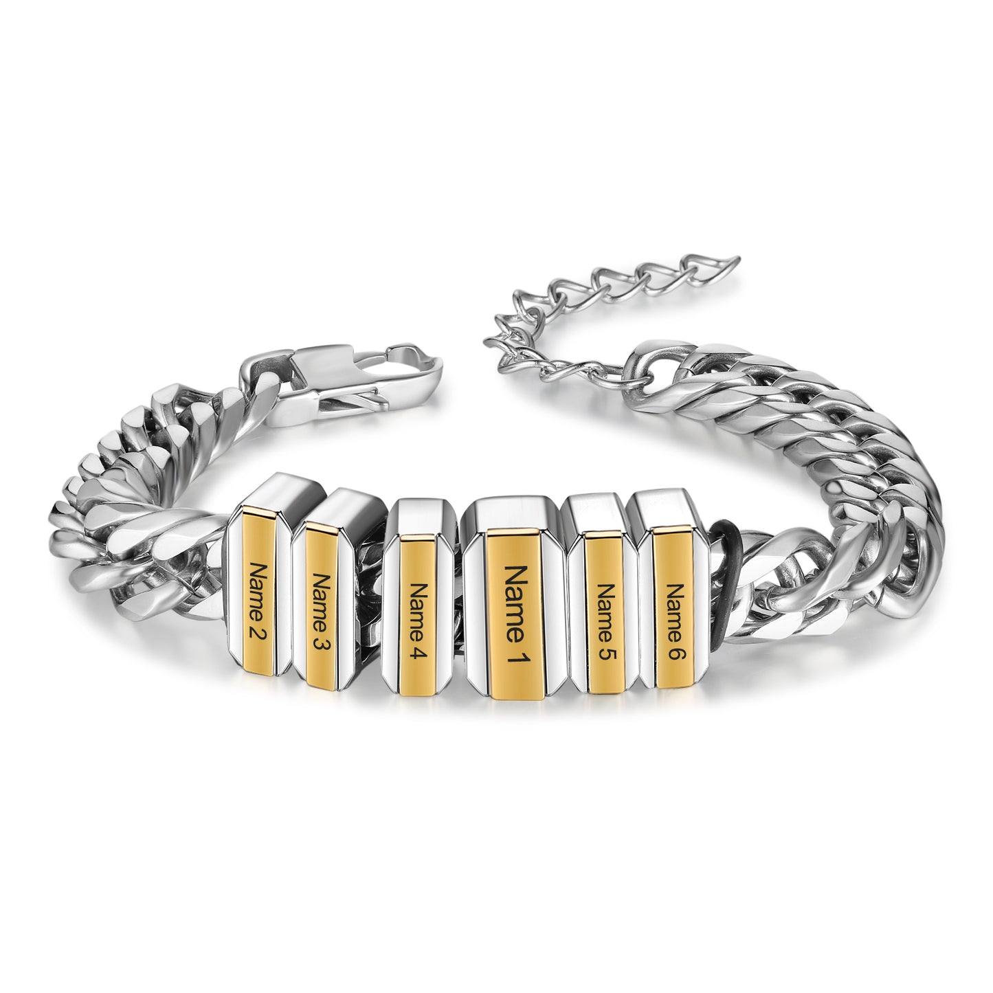 Father's Day Gift Cuban Link Men's Bracelet With Personalized Beads