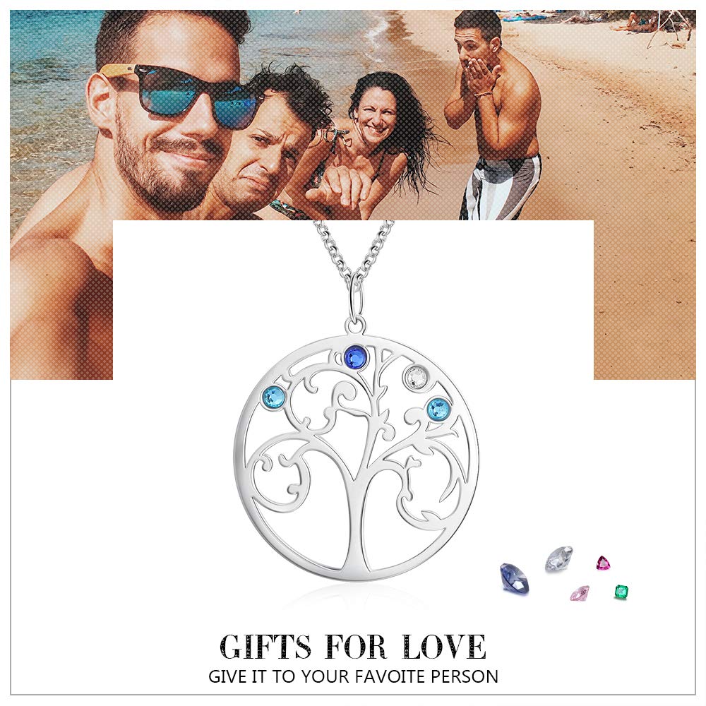 925 Sterling Silver Personalized Family Tree Name Necklace - iYdr