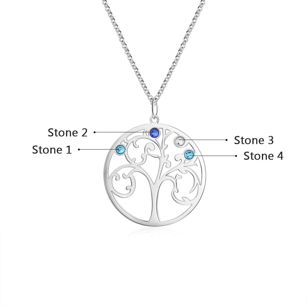 925 Sterling Silver Personalized Family Tree Name Necklace - iYdr